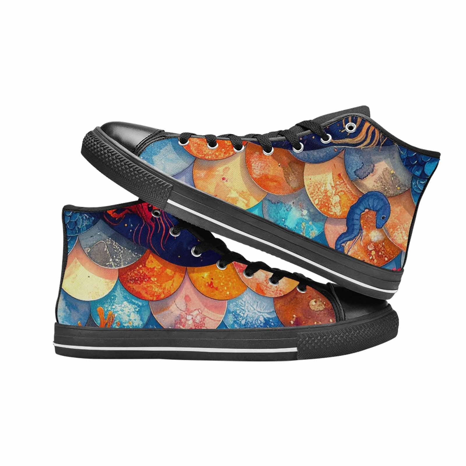 MEN'S Fish Scale Coral High Top Canvas Y2K Custom Sneakers