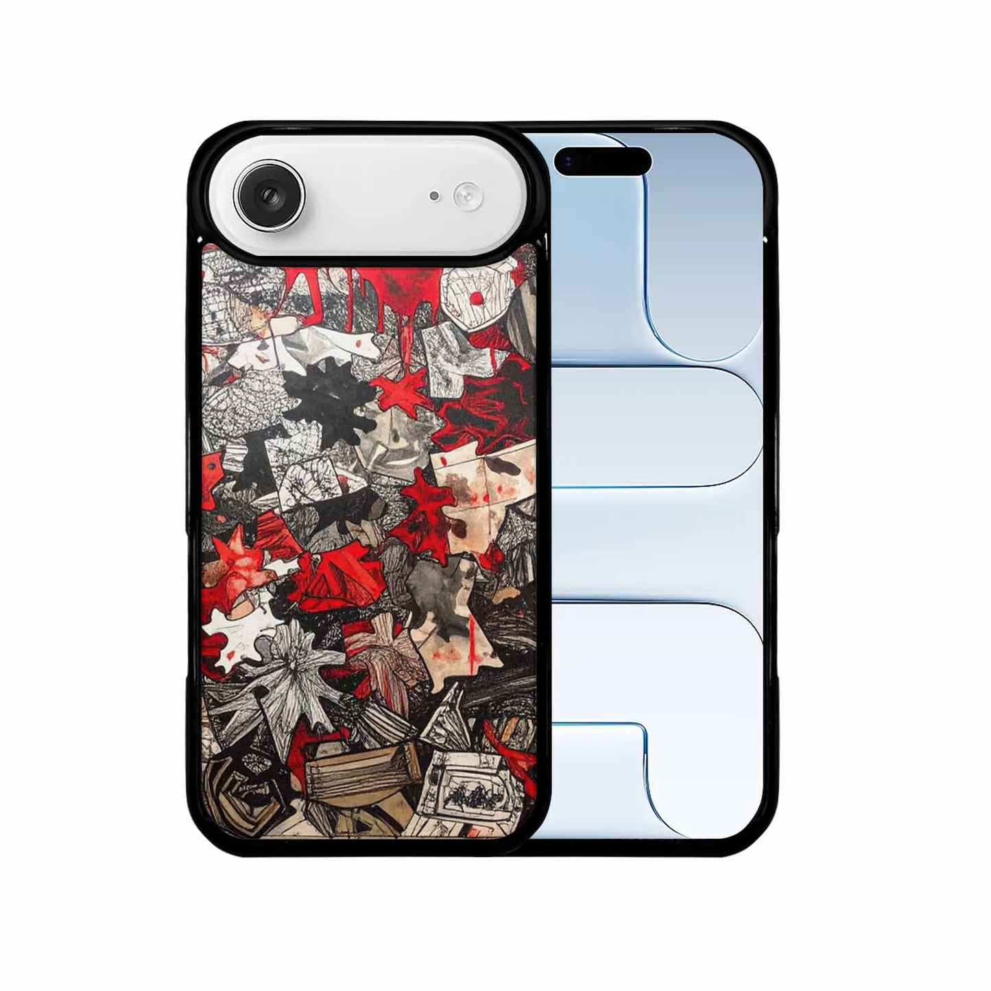 iPhone 17 Air Case — Black Red Ink Camo Patches Camo, Custom Print Case Cover