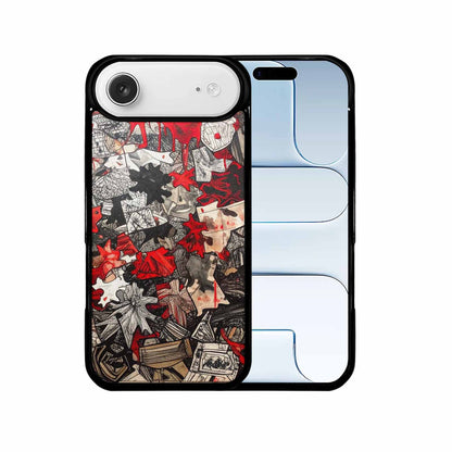 iPhone 17 Air Case — Black Red Ink Camo Patches Camo, Custom Print Case Cover