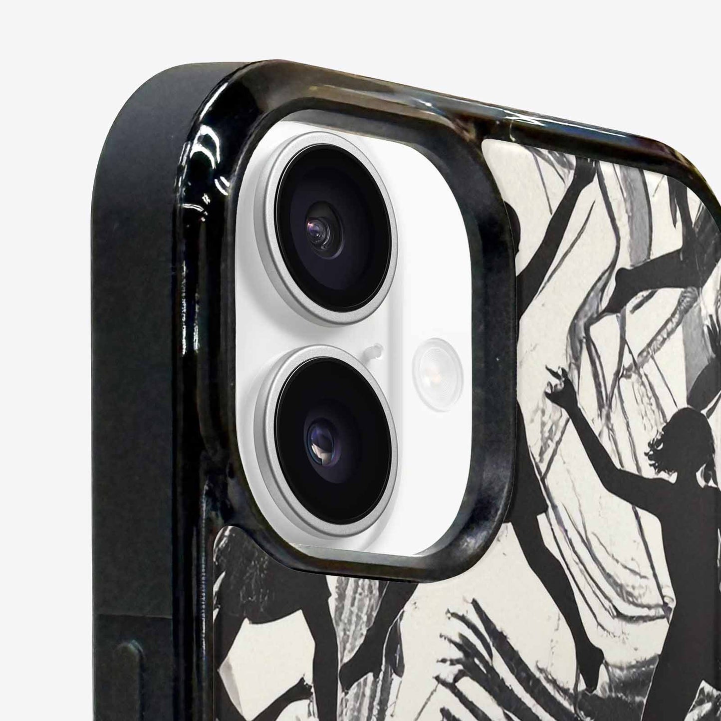 iPhone 16 Plus Case — Bold Dancing Figure Line Art Pattern, Unique Phone Case Design