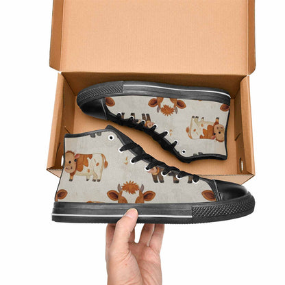 MEN'S Cow Animal Print High Top Canvas Neon Fantasy Sneakers