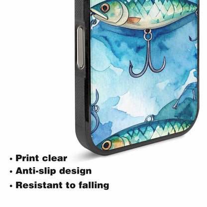 iPhone 16 Pro Max Case — Fishing Lure And Hook Pattern Seamless, Unique Phone Case Design