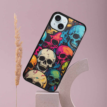iPhone 15 Plus Case — 1000s Of Skulls Digital Camo Drip, Custom Art Phone Cover