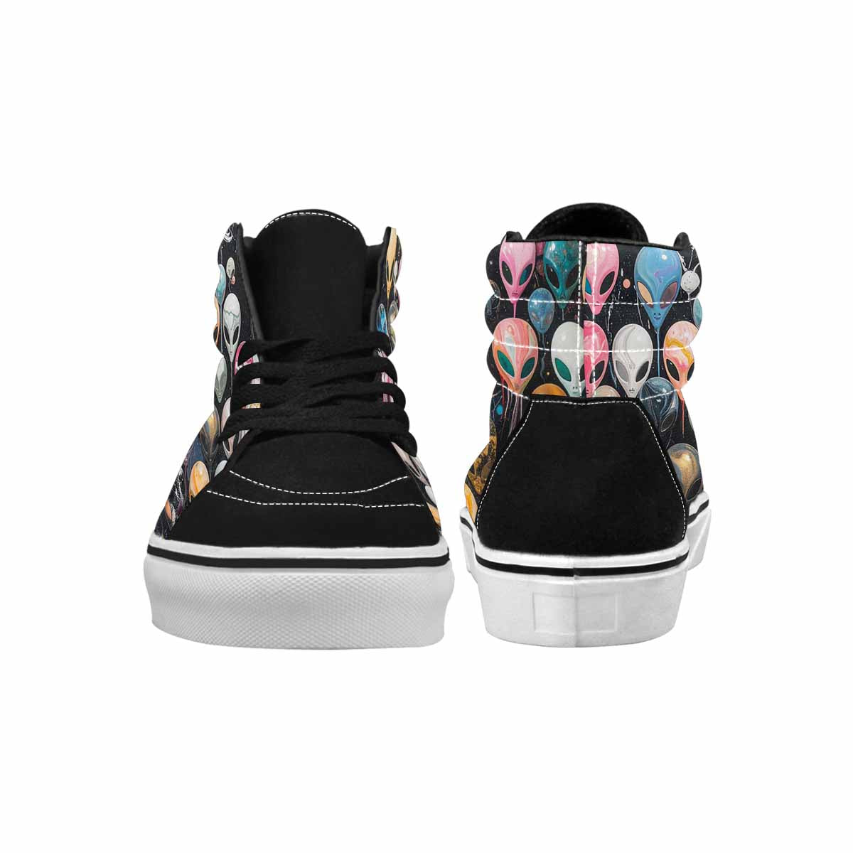 MEN'S Aliens  Marble Aliens High Top Canvas Kaleidoscope Custom Sneakers