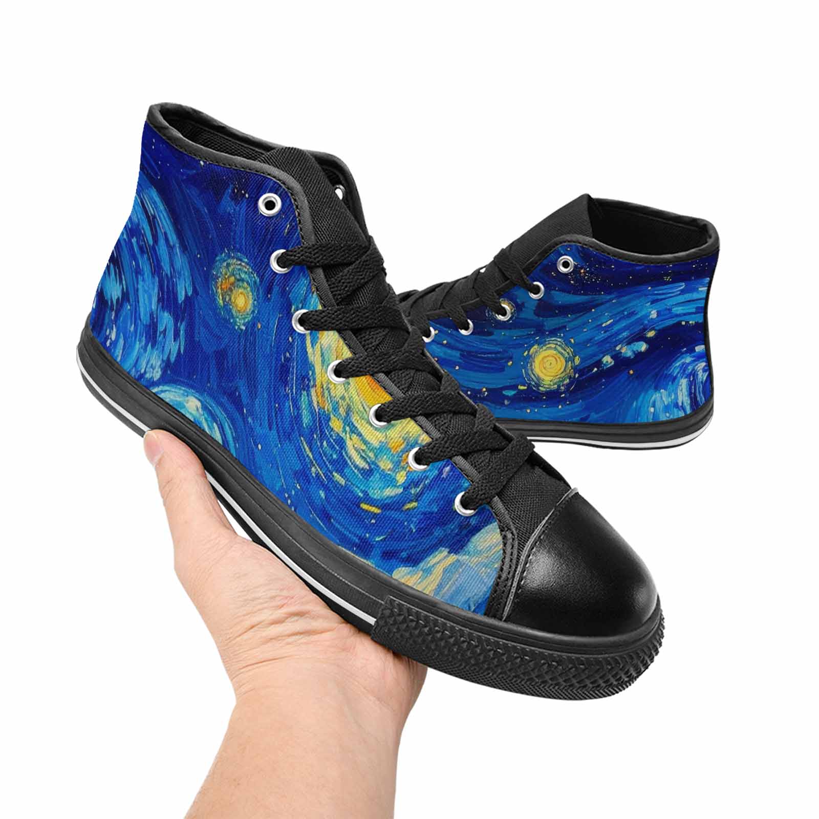 MEN'S Starry Night Van Gogh High Top Canvas Wallpaper Art Sneakers