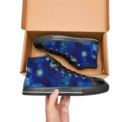 WOMEN'S Starry Night Van Gogh High Top Canvas Aesthetic Custom Shoes