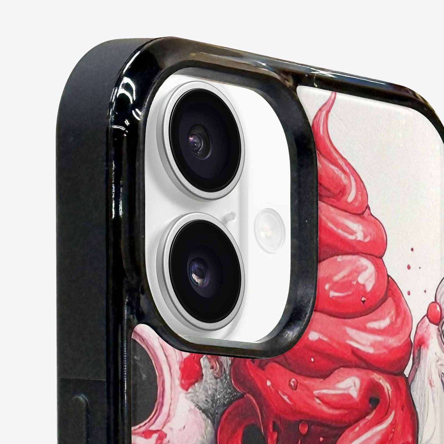 iPhone 16 Plus Case — Ice Cream Monsters Black Red Ink, Personalized Phone Case