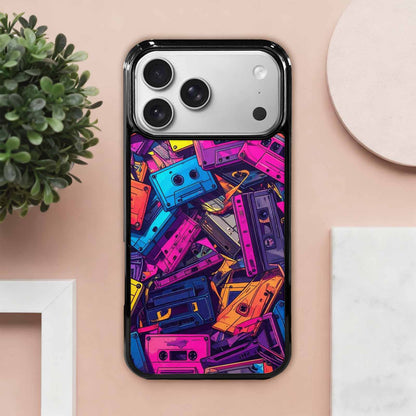 iPhone 17 Pro Max Case — Retro Cassette Tape Pattern Retro Vintage, Custom Phone Case