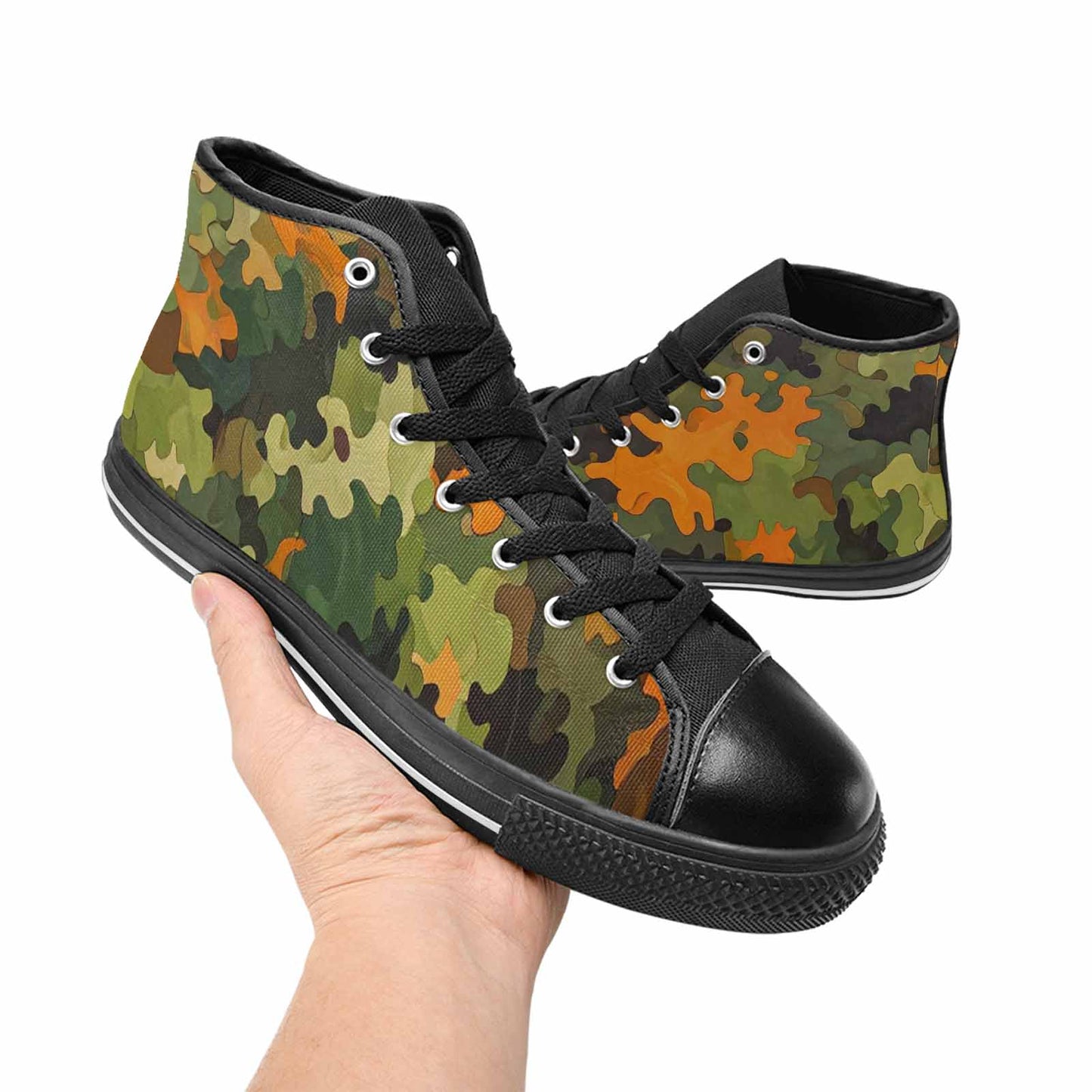 WOMEN'S Military Camouflage Blotch High Top Canvas Grunge Sneakers