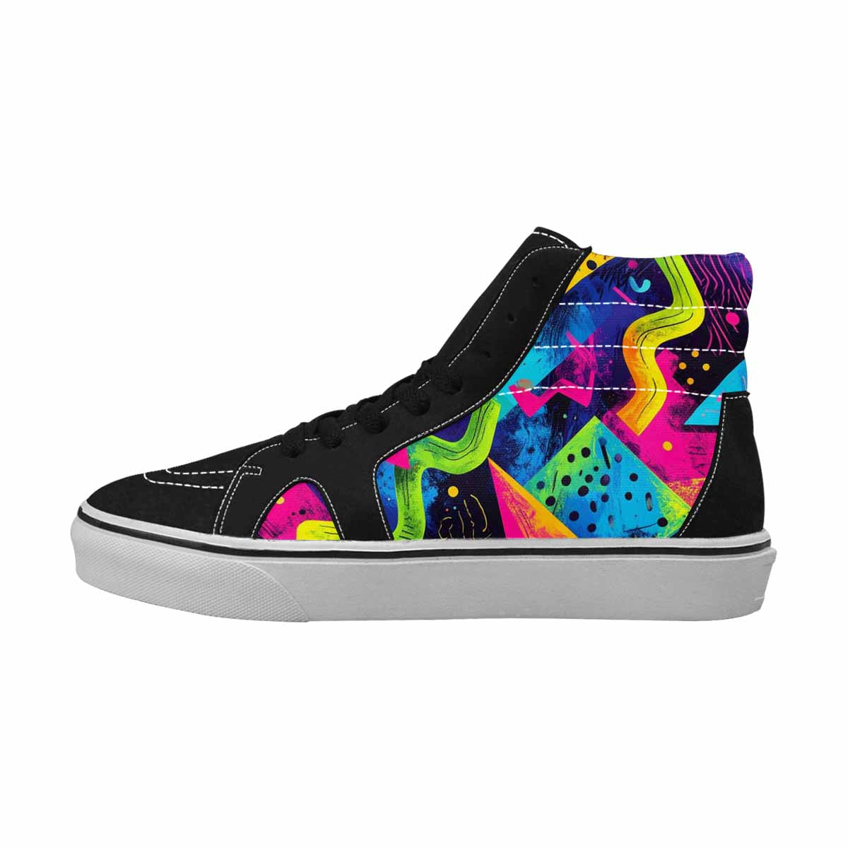 WOMEN'S Memphis Squiggles Triangles Dots High Top Canvas Aesthetic Shoes