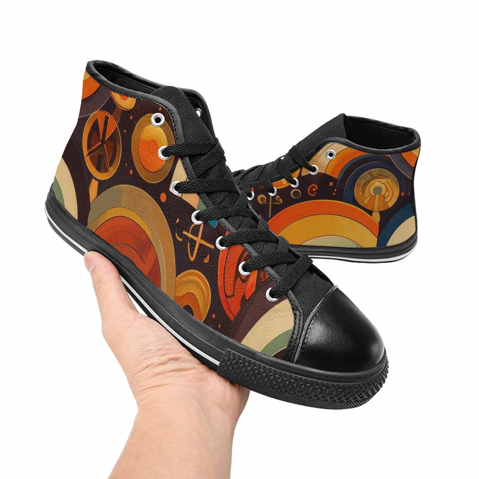 WOMEN'S Groovy 70S Peace High Top Canvas Wallpaper Art Shoes