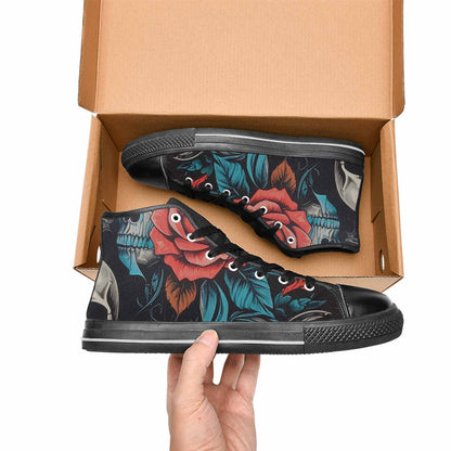 WOMEN'S Skulls Roses Biker Tattoo High Top Canvas Y2K Custom Shoes