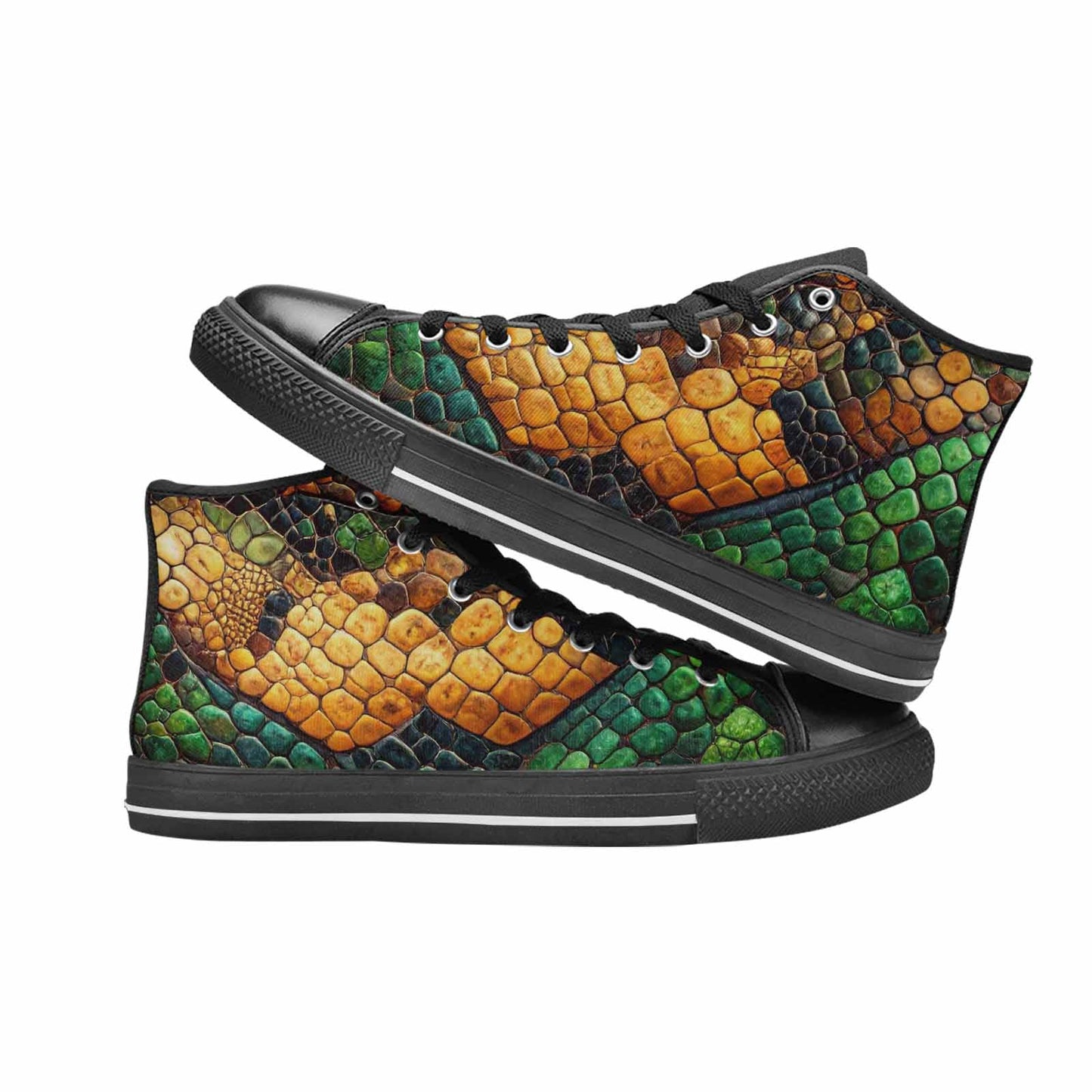 MEN'S Snake Skin Reptile High Top Canvas Neon Fantasy Shoes
