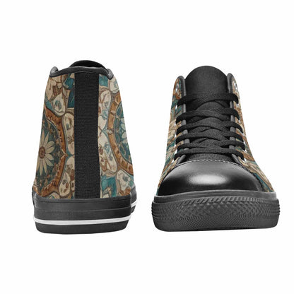 WOMEN'S Mandala High Top Canvas Wallpaper Art Sneakers