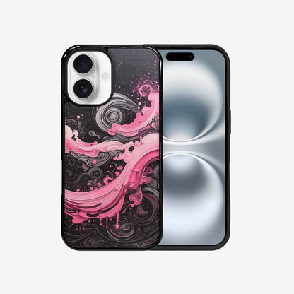 iPhone 16 Case — Van Gogh Swirl Black Pink Ink, Custom Printed Phone Case