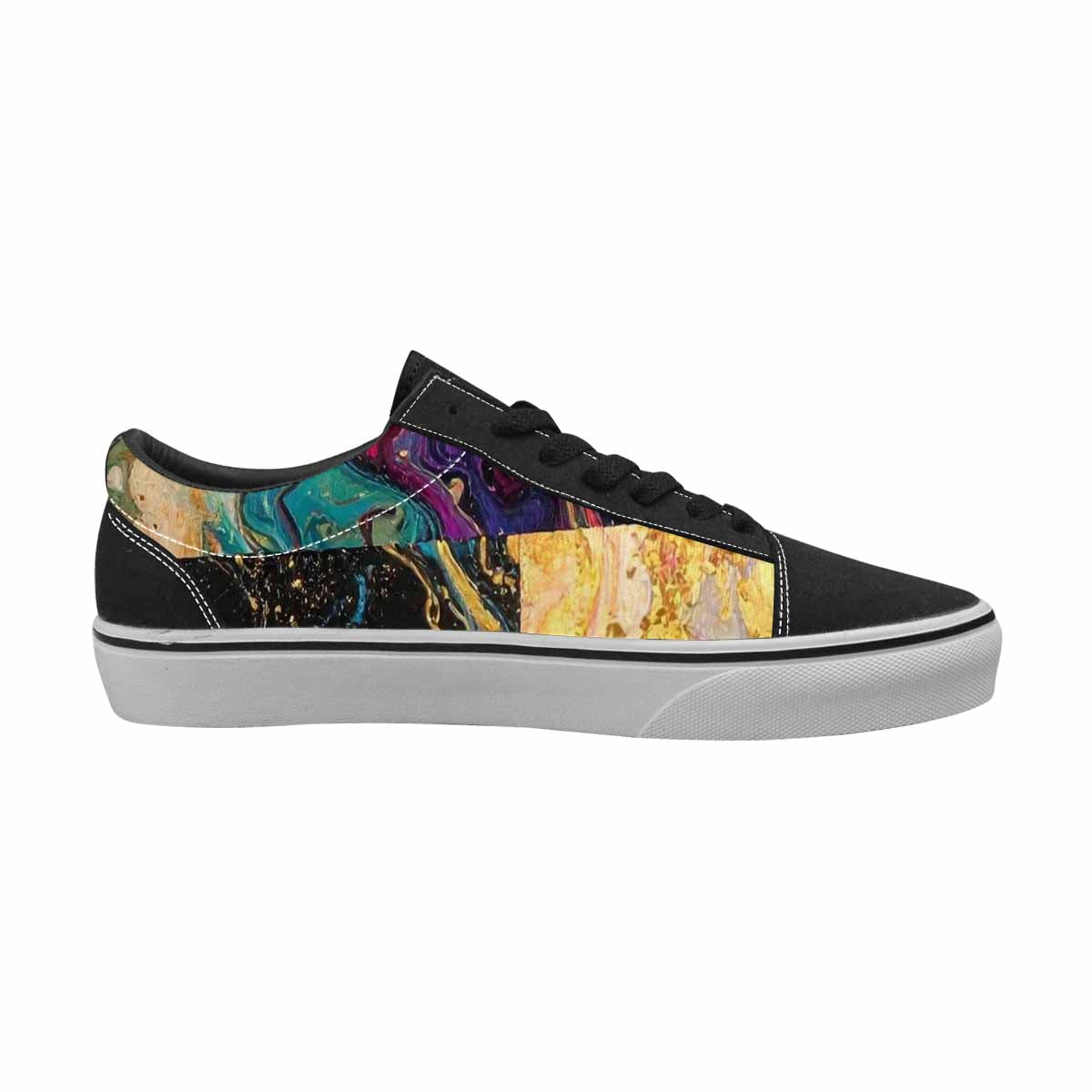 WOMEN'S Aliens  Marble Aliens Lace-Up Canvas Dark Academia Sneakers