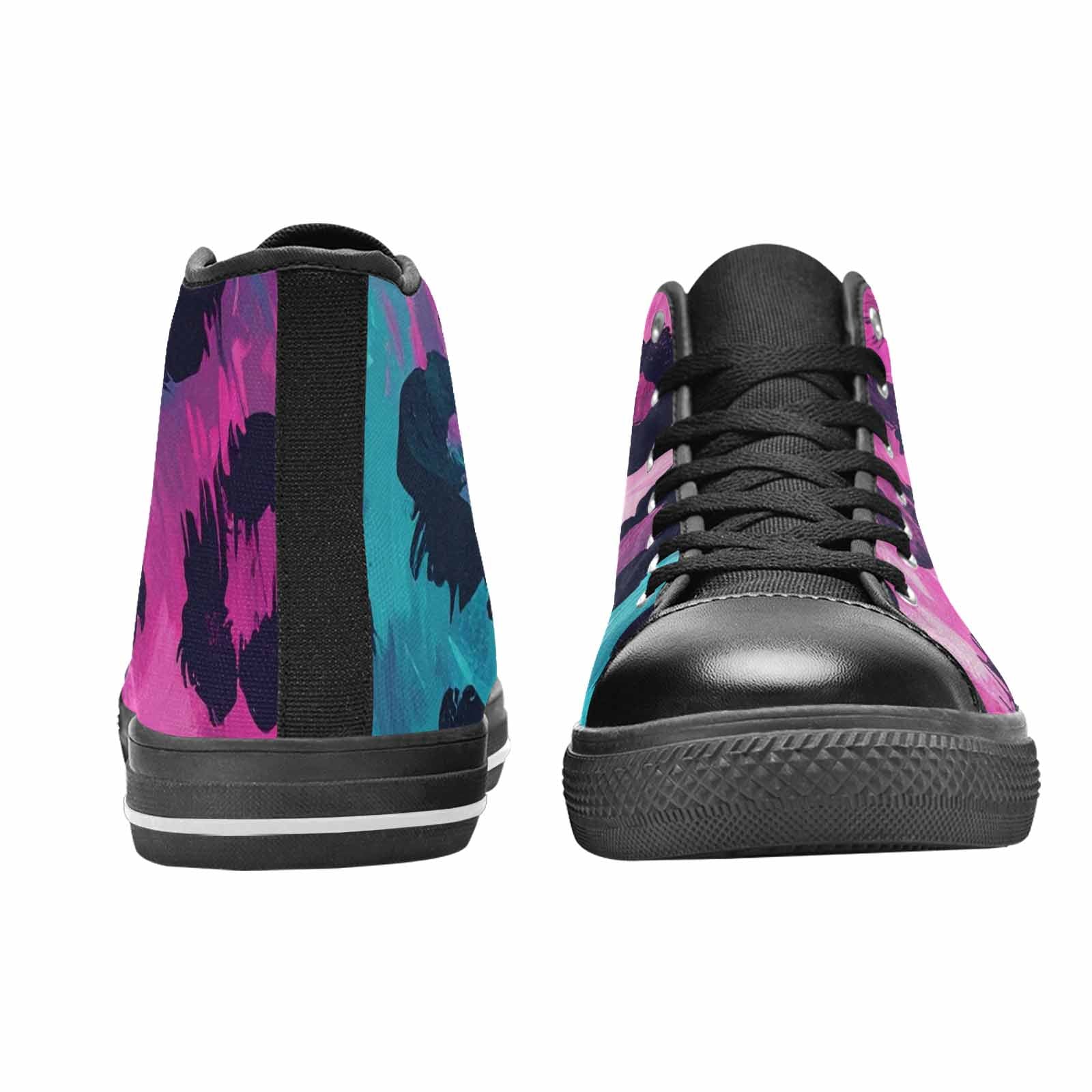 MEN'S Leopard Neon Pink Teal Airbrush High Top Canvas Cottagecore Custom Sneakers