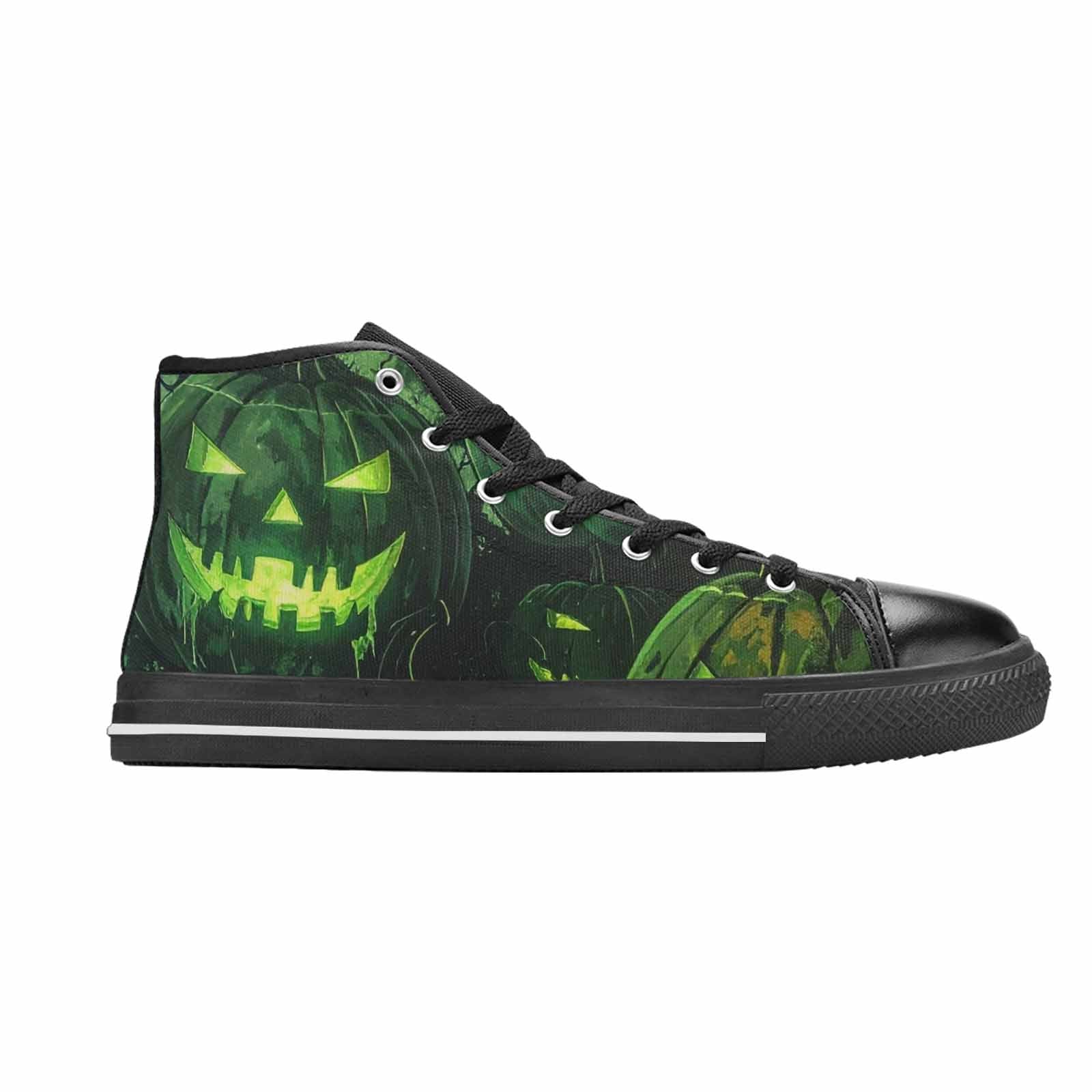 WOMEN'S Halloween Glowing Jackolantern High Top Canvas Wallpaper Art Custom Sneakers