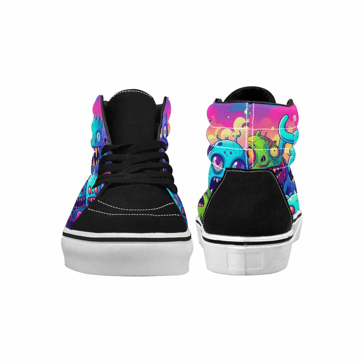 MEN'S Monsters High Top Canvas Original Design Melting Art Custom Printed Shoes