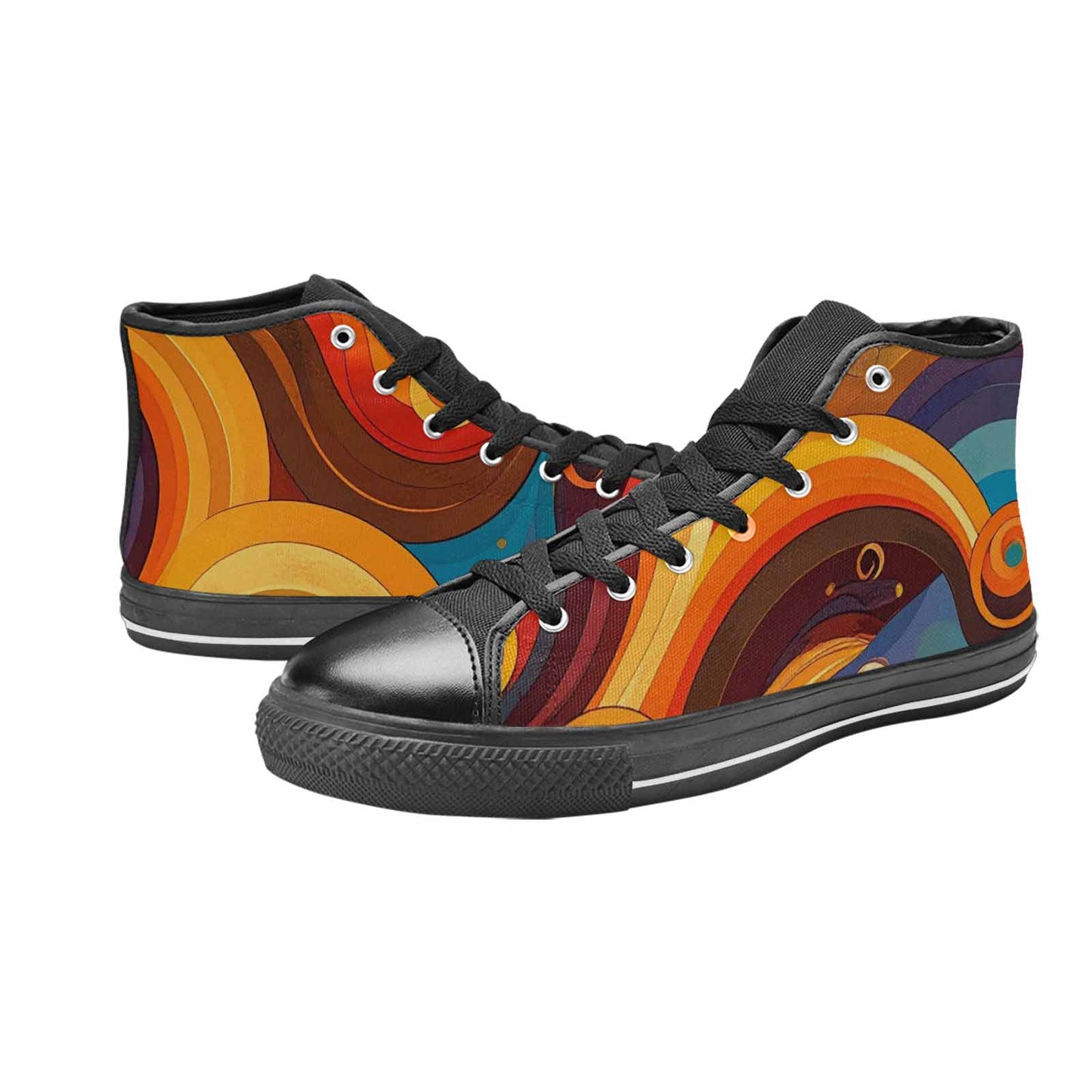 MEN'S Groovy 70S Peace High Top Canvas Cottagecore Custom Sneakers