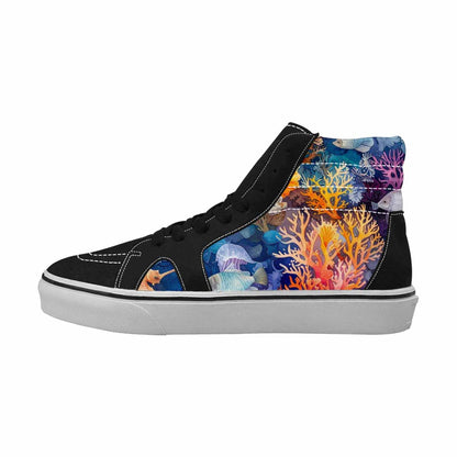 WOMEN'S Fish Scale Coral High Top Canvas Neon Fantasy Shoes