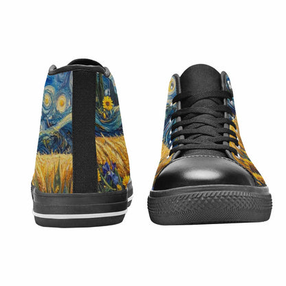 MEN'S Van Gogh-Style Swirl High Top Canvas Vibrant Chaos Shoes