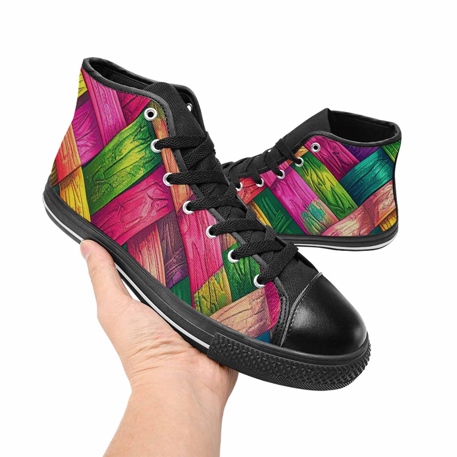 MEN'S Polysexual Flag Color High Top Canvas Wallpaper Art Custom Sneakers