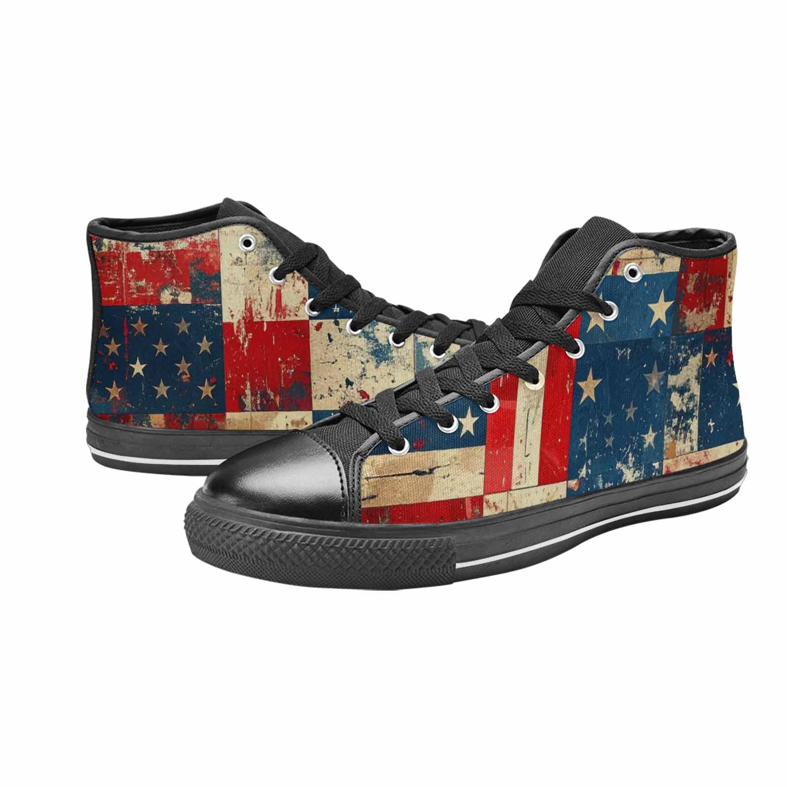 MEN'S American Flag Stars High Top Canvas Grunge Custom Shoes