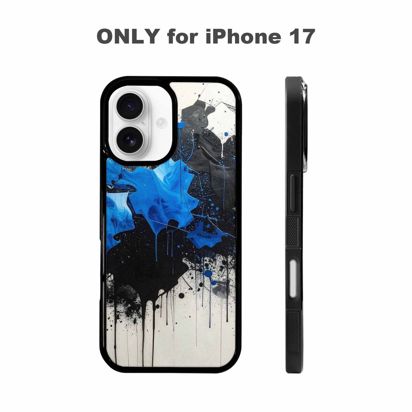 iPhone 17 Case — Black &amp; Blue Ink Camo, Original Design Phone Case