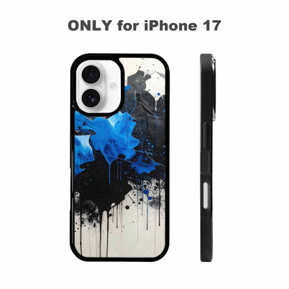 iPhone 17 Case — Black &amp; Blue Ink Camo, Original Design Phone Case