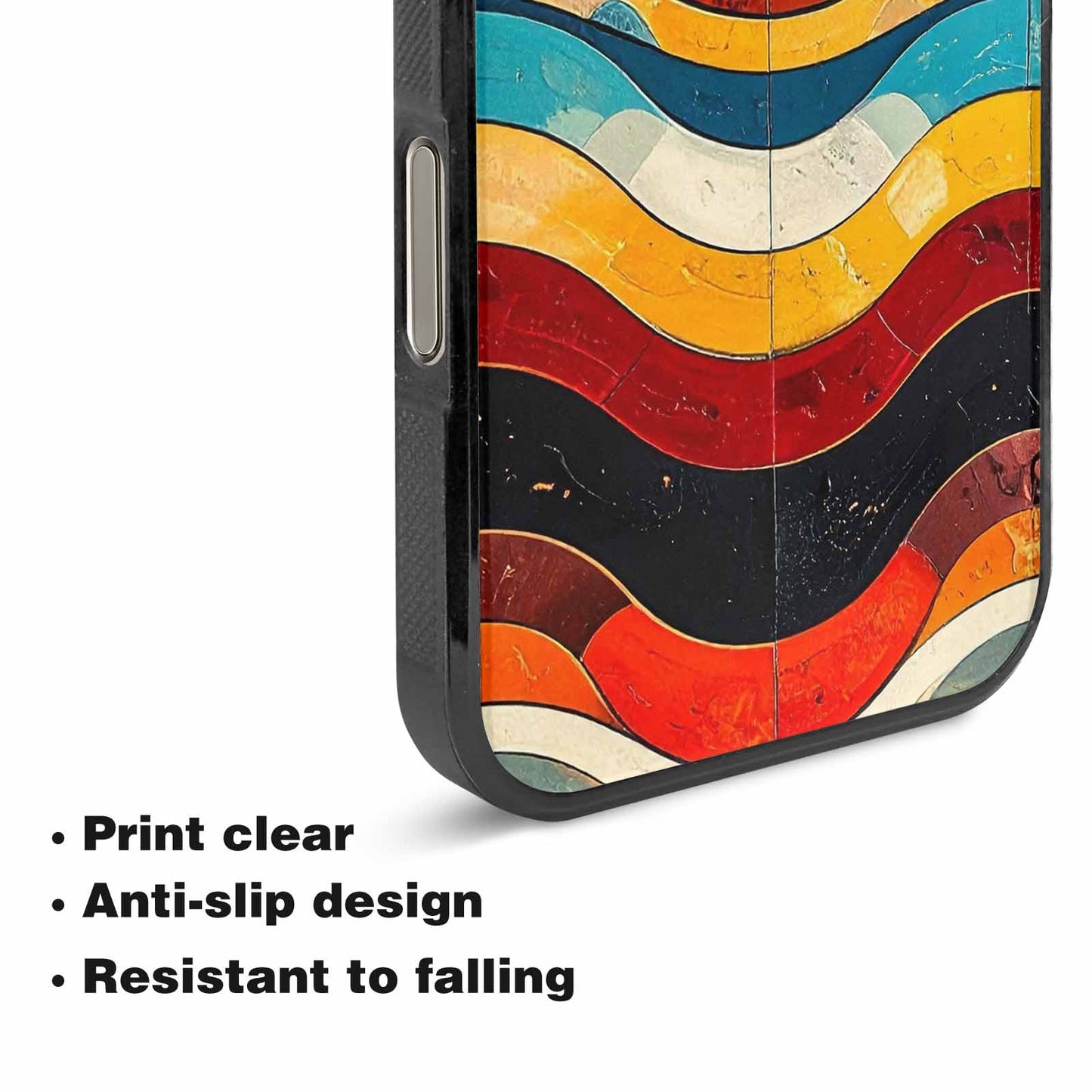iPhone 16 Pro Max Case — Retro Wave Scallop Stripe Small Wavy, Custom Print Case Cover