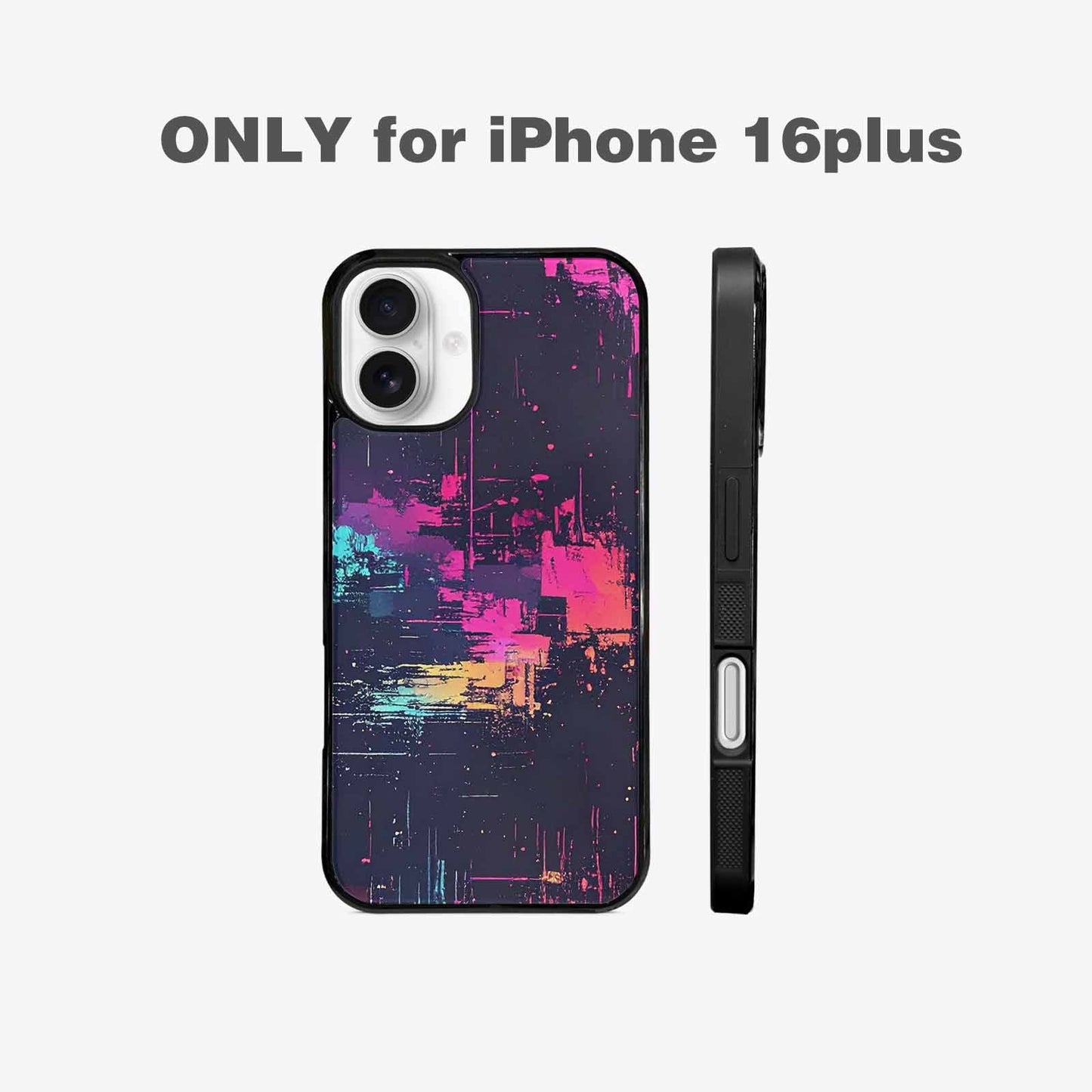 iPhone 16 Plus Case — Glitch Dark Art Seamless Pattern Vibrant, Personalized Phone Case