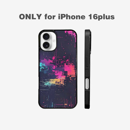 iPhone 16 Plus Case — Glitch Dark Art Seamless Pattern Vibrant, Personalized Phone Case