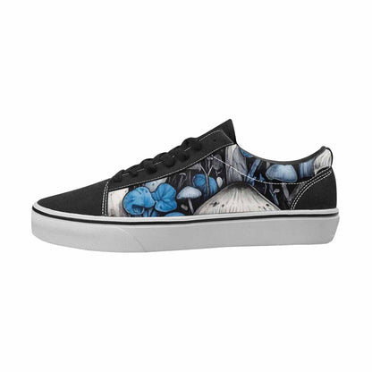 MEN'S Mushrooms Black & Blue Ink Canvas Original Design Kaleidoscope All Over Print Shoes