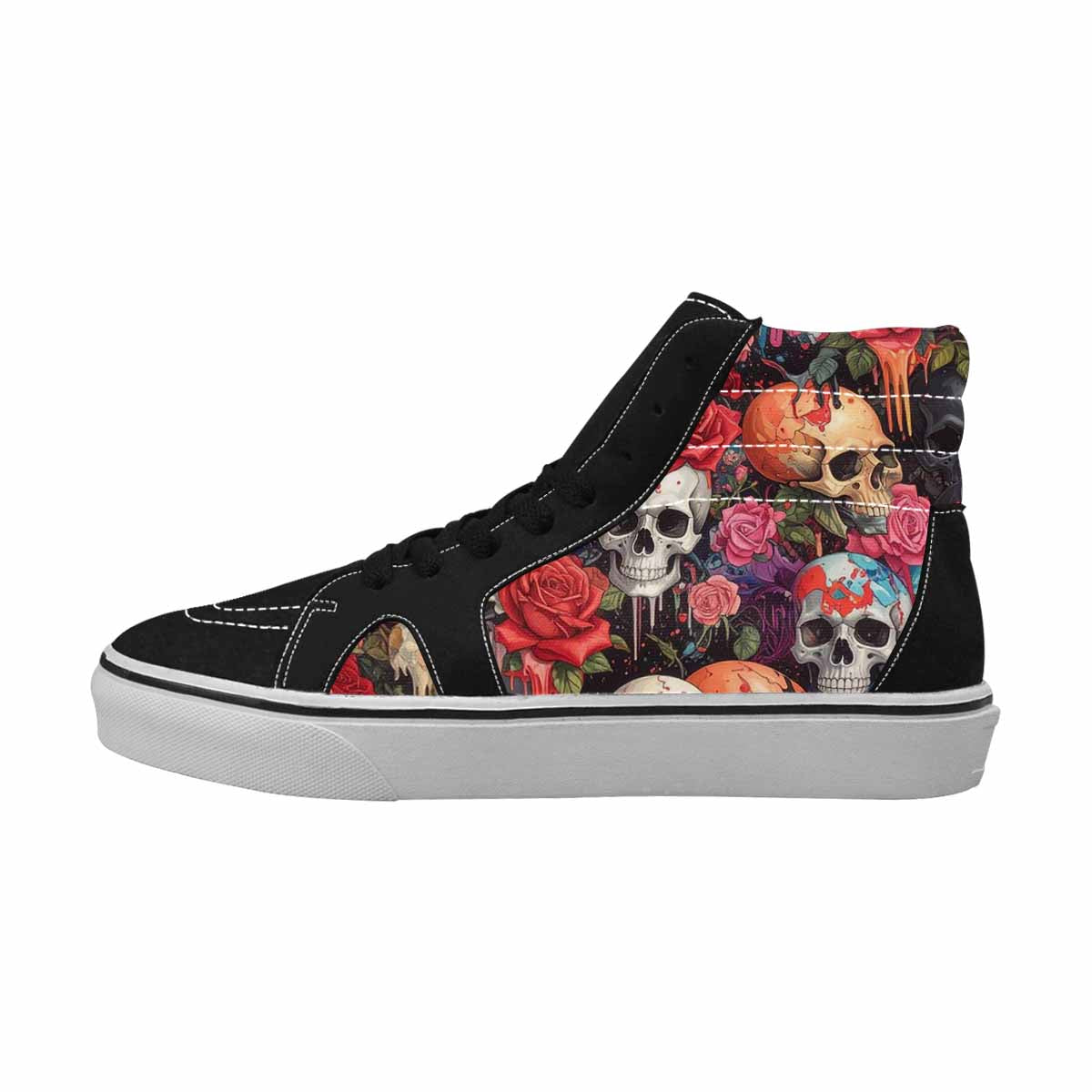 MEN'S Skulls Roses Skulls Roses High Top Canvas Kaleidoscope Sneakers