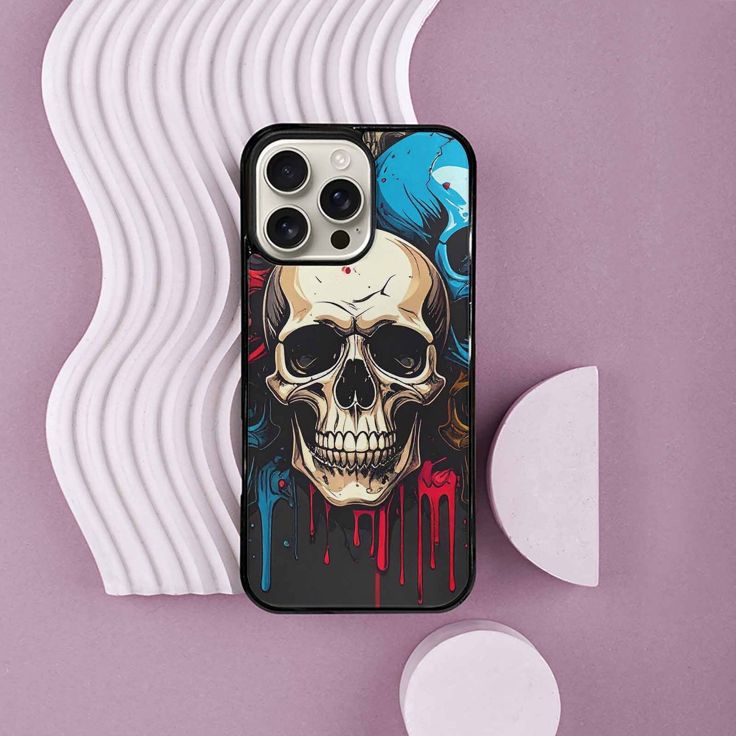 iPhone 16 Pro Max Case — Dripping Skulls Collage, Custom Art Phone Cover