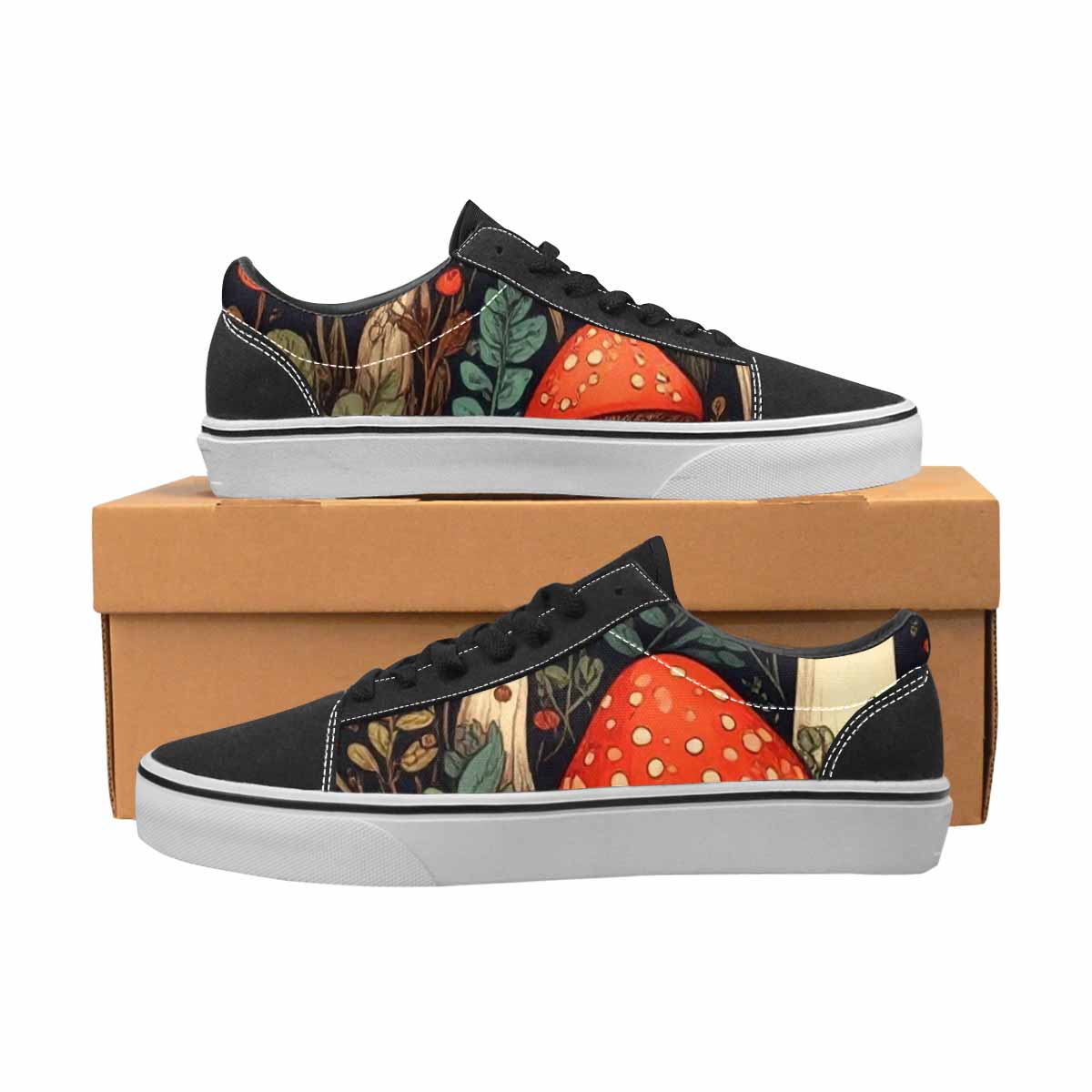 WOMEN'S Mushroom Canvas Lace-Up Vivid Custom Sneakers