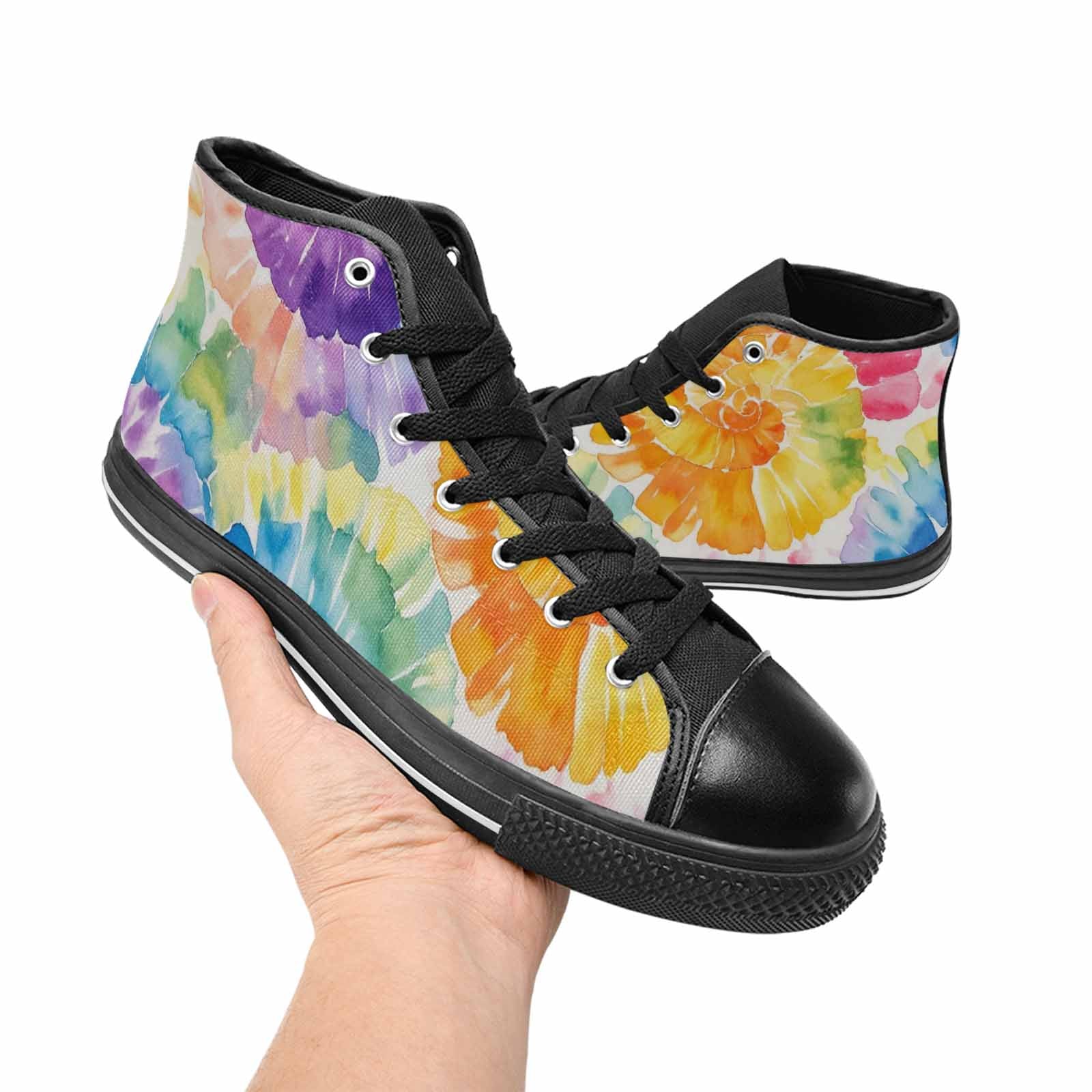 MEN'S Tie Dye Swirl High Top Canvas Wallpaper Art Custom Shoes