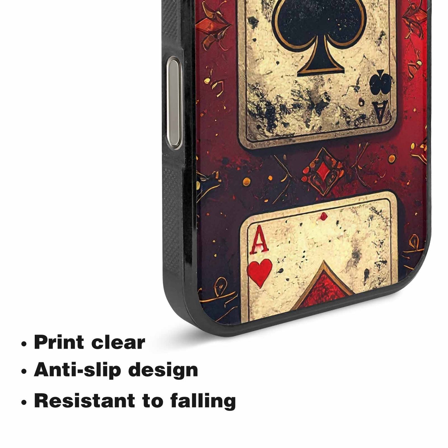 iPhone 16 Pro Max Case — Playing Card Suits Pattern Poker Chips, Custom Made Phone Cover