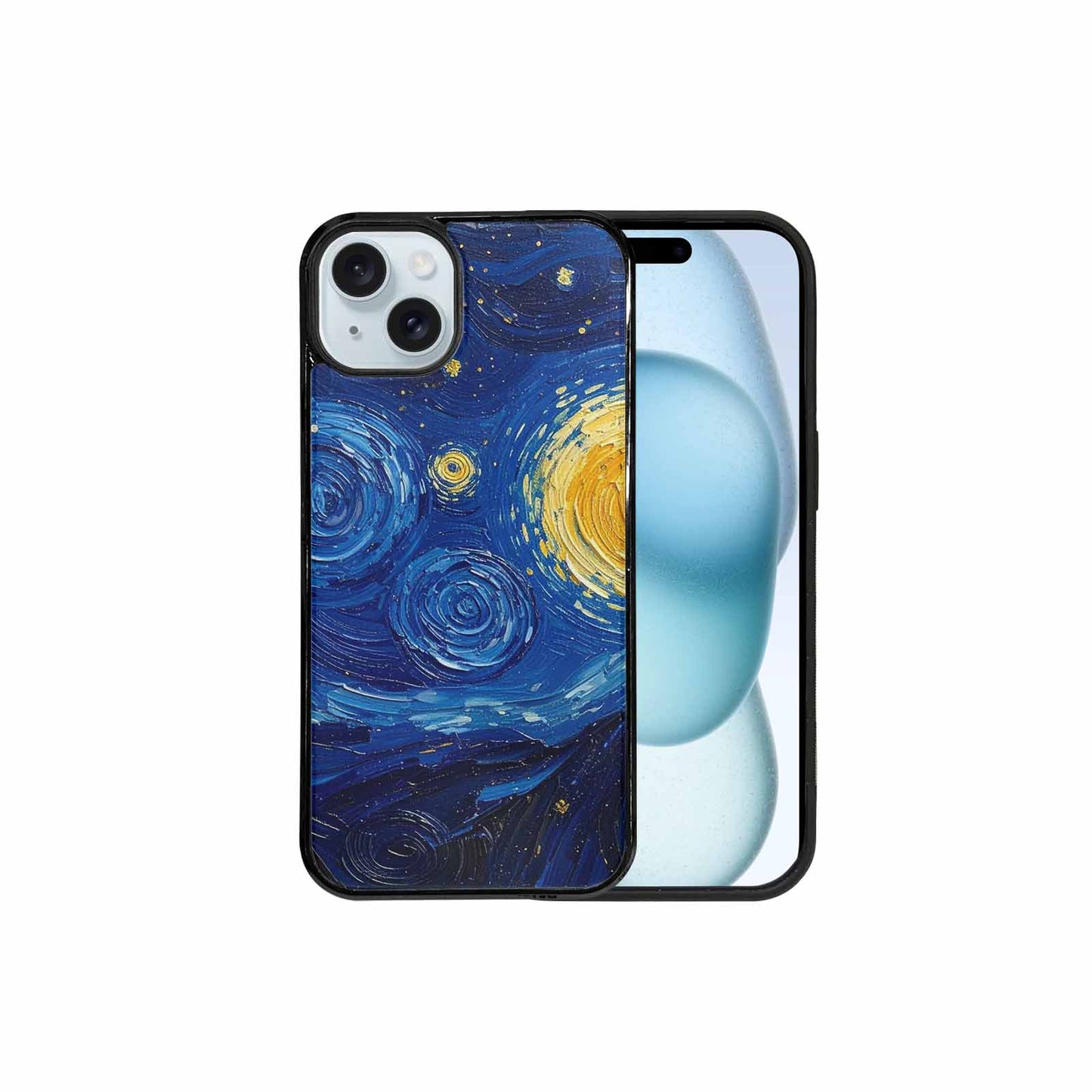 iPhone 15 Plus Case — Swirling Deep Blue Night Sky Filled, Unique Phone Case Design