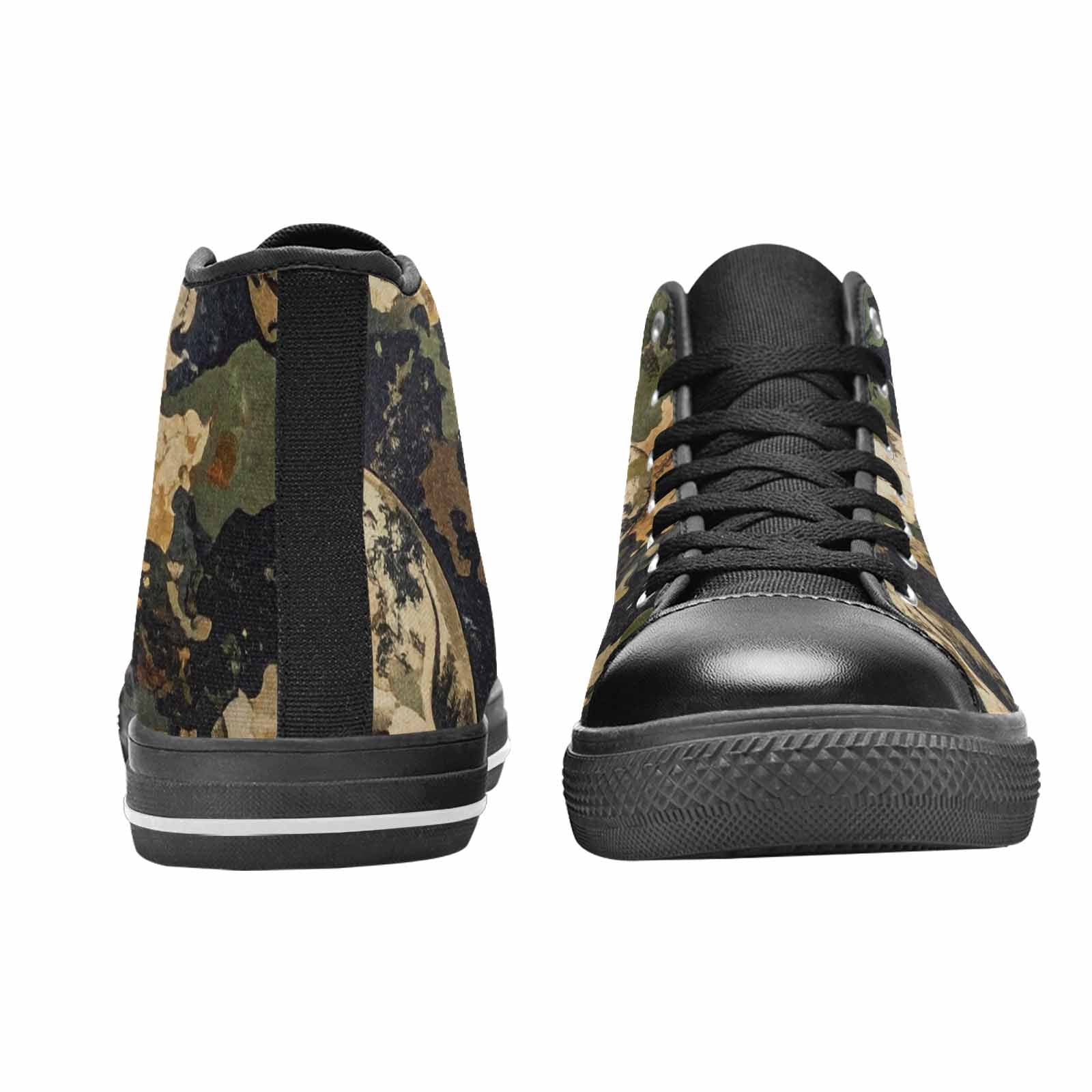 WOMEN'S Military Camo Skull High Top Canvas Vibrant Chaos Custom Shoes