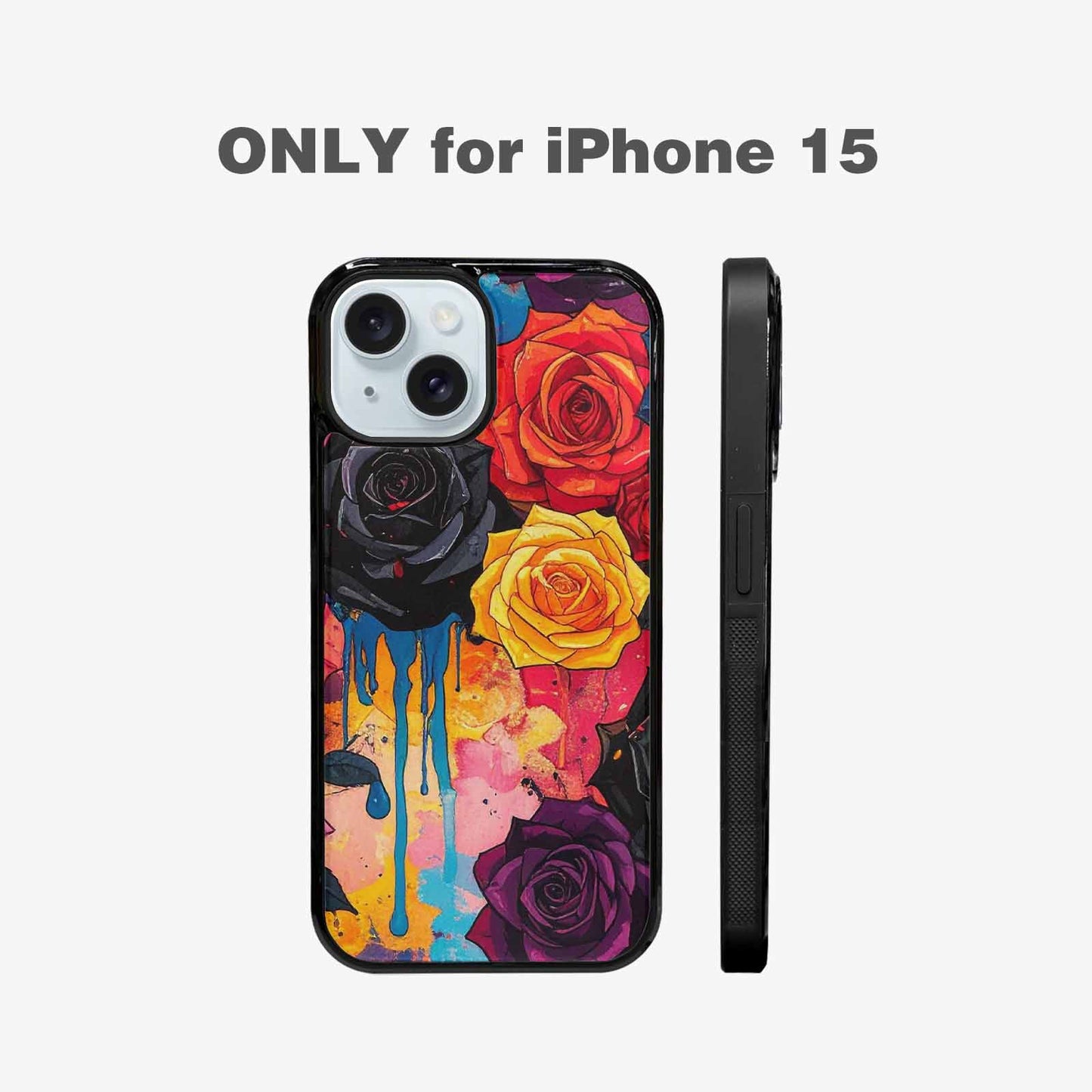 iPhone 15 Case — Gothic Rose Gothic Roses Pattern Hundreds, Custom Print Case Cover