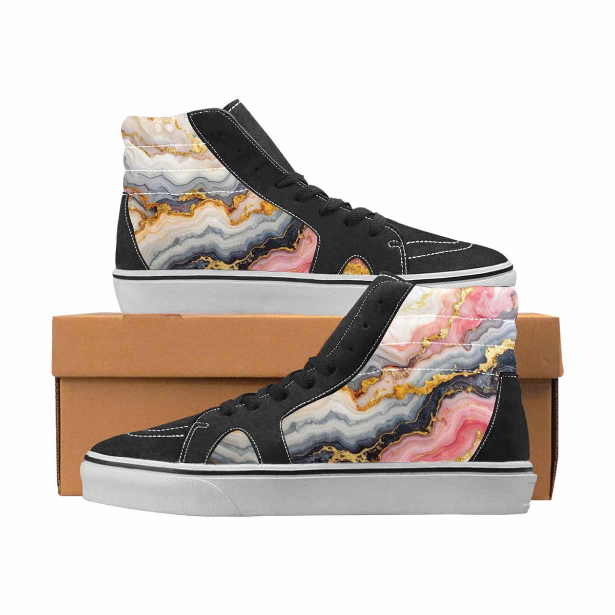 WOMEN'S Marble High Top Canvas Personalized Vivid Custom Art Shoes