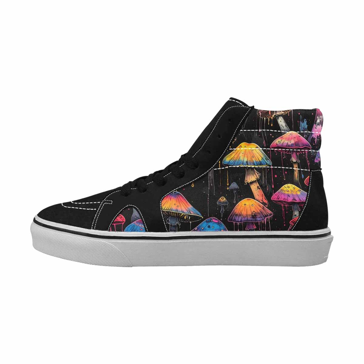 MEN'S Rainbow Drip Mushrooms High Top Canvas Kaleidoscope Custom Sneakers