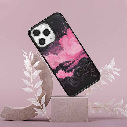 iPhone 15 Pro Max Case — Van Gogh Swirl Black Pink Ink, Custom Printed Phone Case