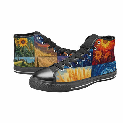 MEN'S Van Gogh-Style Swirl High Top Canvas Vivid Custom Sneakers