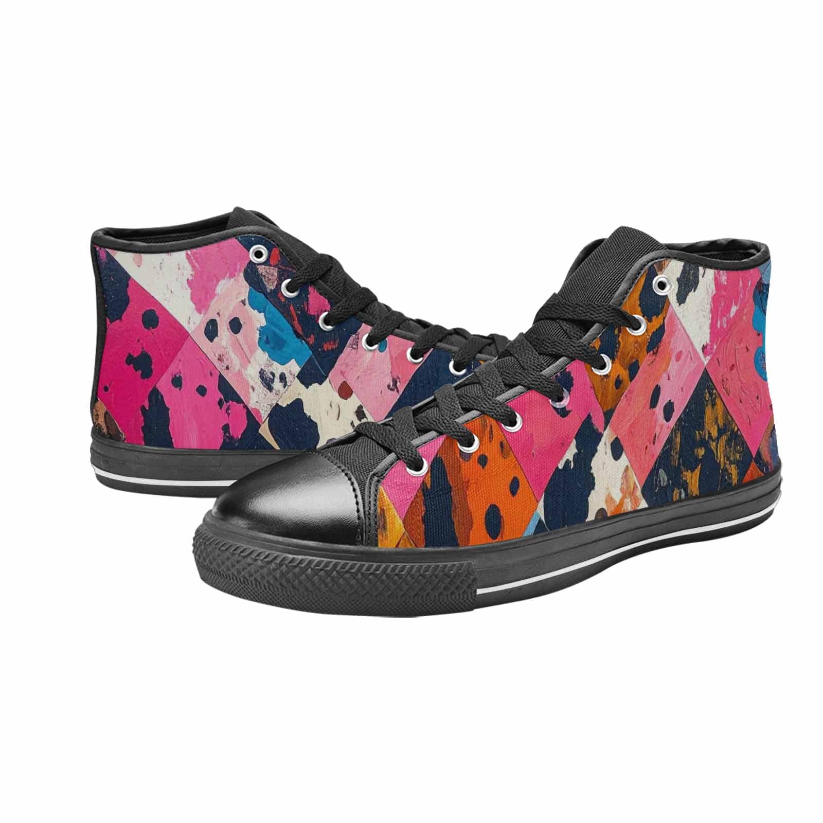 WOMEN'S Cow Animal Print High Top Canvas Surreal Shoes