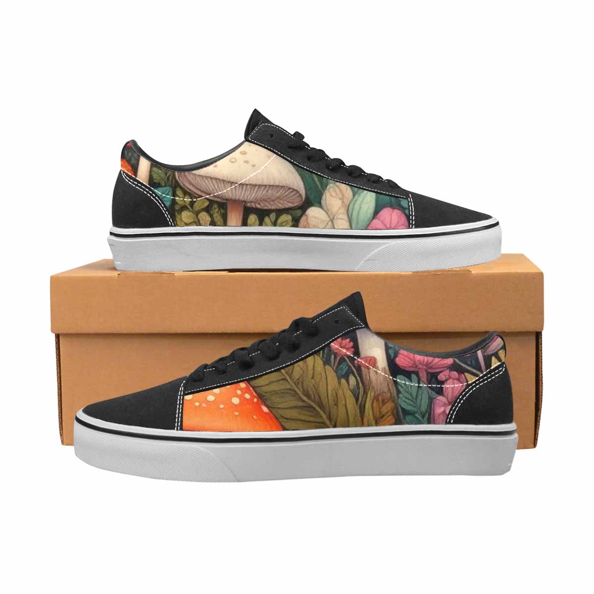 WOMEN'S Mushrooms  Botanical Mushrooms Lace-Up Canvas Dreamcore Shoes