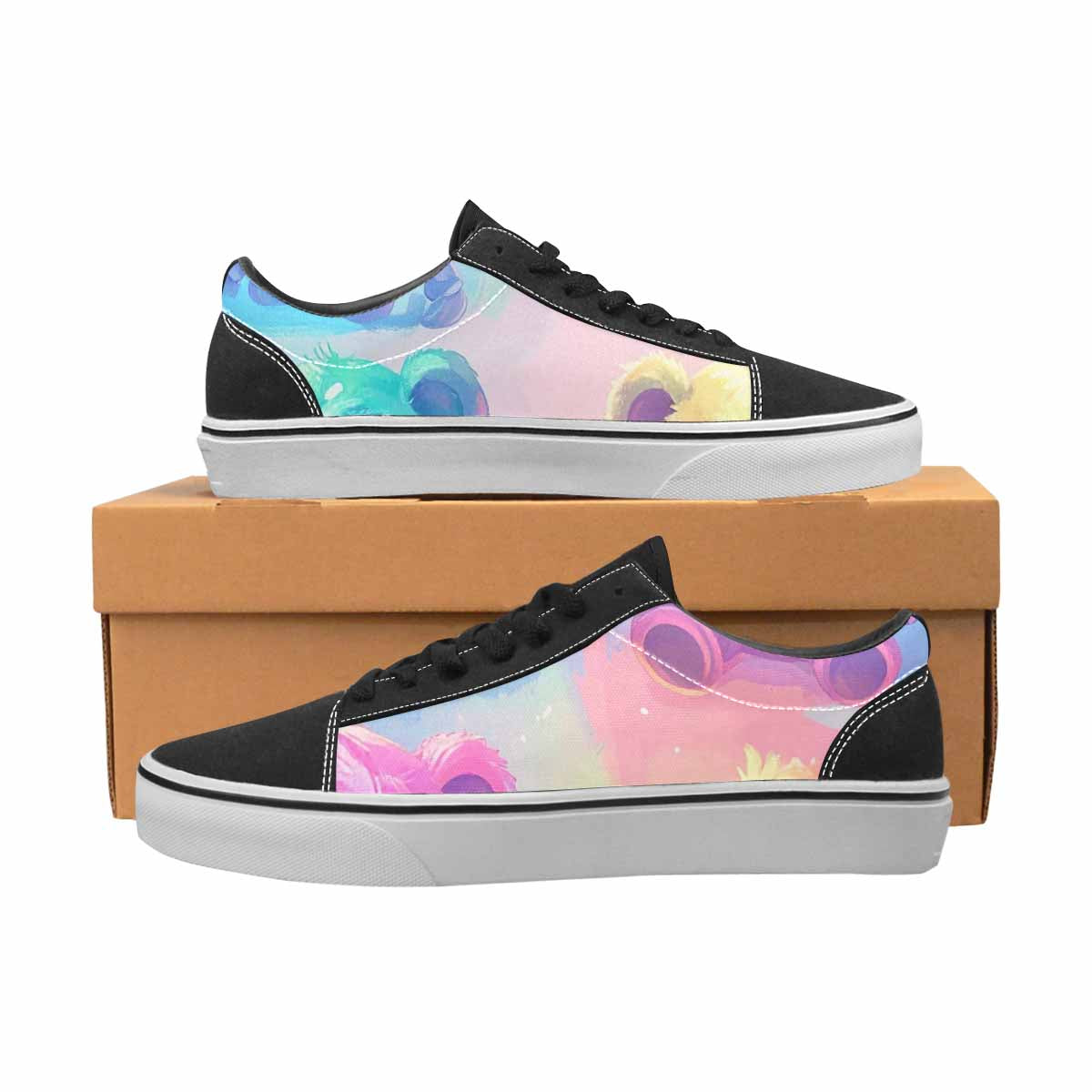 WOMEN'S Rainbow Teddy Skeletons Eye Lace-Up Canvas Y2K Custom Shoes