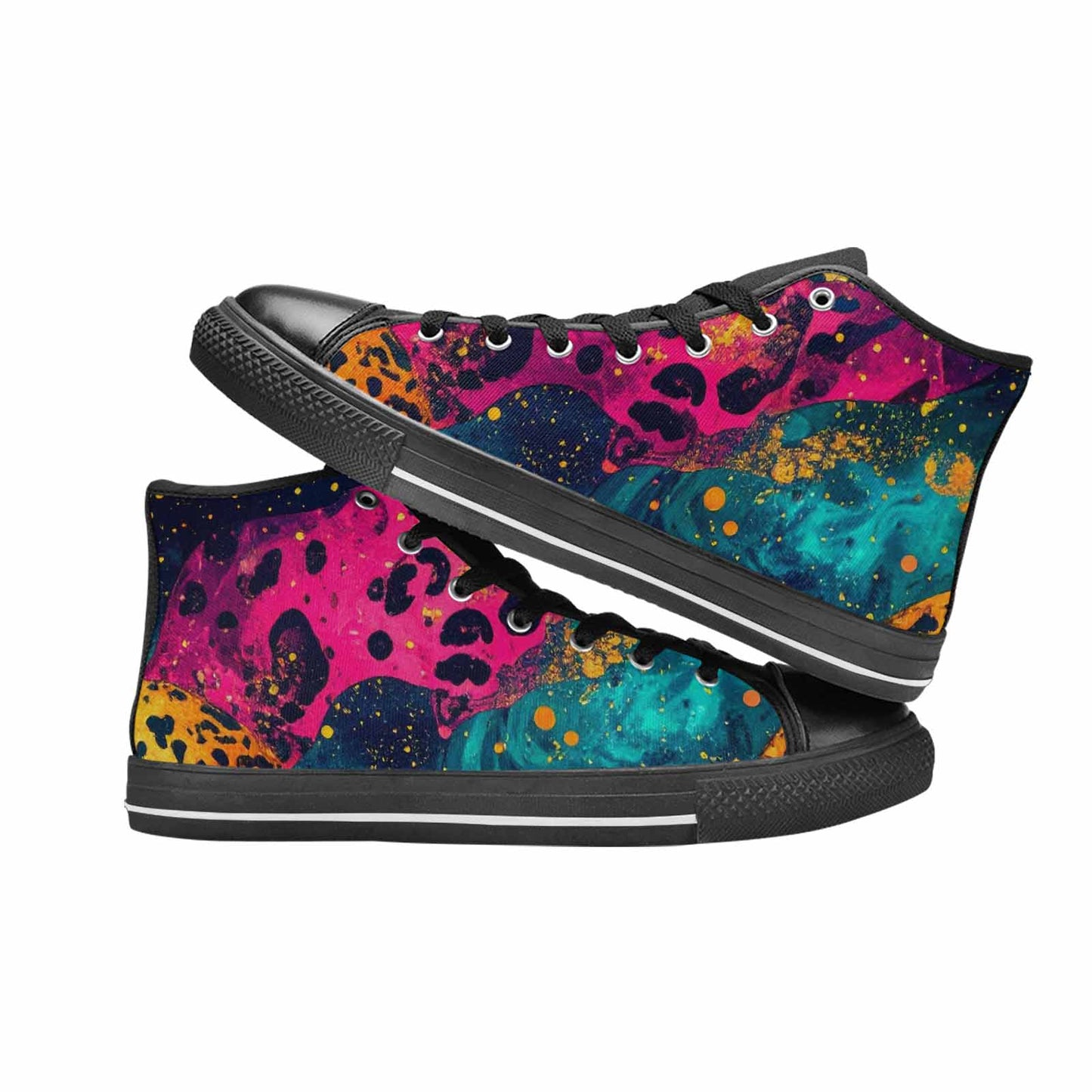 MEN'S Leopard Print Galaxy High Top Canvas Surreal Custom Shoes